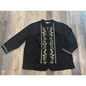 Quacker Factory Embroidered Black Jacket w/Gold & Silver